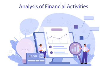 Fototapeta na wymiar Analysis of financial activities. Business character reviewing company
