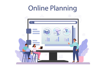 Business planning online service or platform. Idea of business strategy.