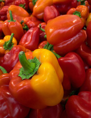 Obraz na płótnie Canvas fresh raw sweet red bell peppers close up