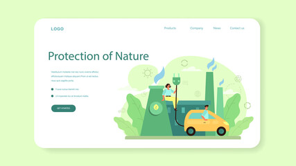 Ecology or eco friendly business web banner or landing page