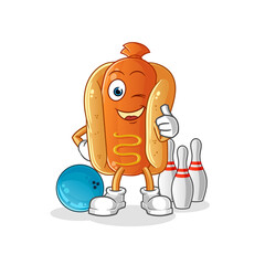 hot dog play bowling illustration. character vector