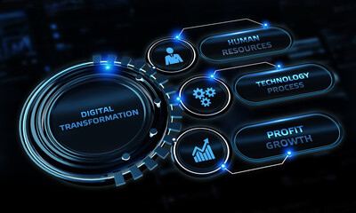 Concept of digitization of business processes and modern technology. Digital transformation.