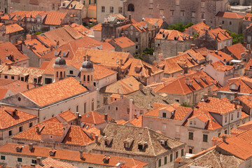 Fototapeta na wymiar Croatia, Dubrovnik. Historic walled city and UNESCO World Heritage Site, red tile roofs.