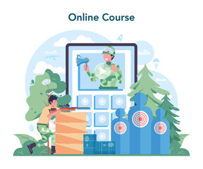 Soldier online service or platform. Millitary force employee