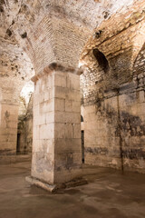 Croatia, Split. Cellar of Diocletian's Palace remains original layout.