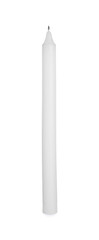 Long wax candle isolated on white. Interior element