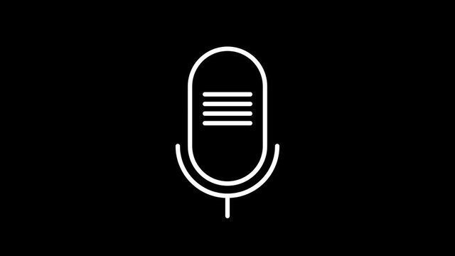 Playful animation of podcast microphone dropping down ready to record.