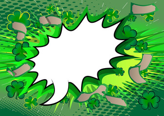 Luck related comic book background, banner, template, poster. Cartoon style explosion background with clower. Space for your text.