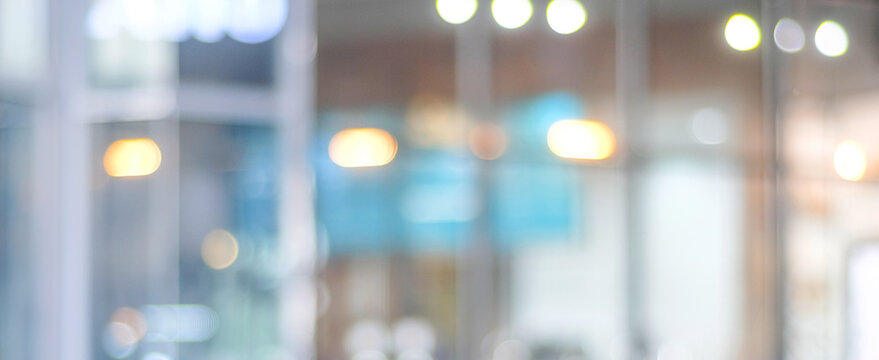 Blurred background : blur cafe with bokeh light background, banner, food and drink concept