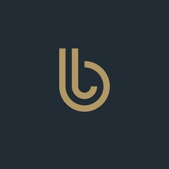 Elegant curve line vector logo type. BJ letter logo design. Monogram linear creative fancy.