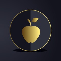 Dark premium apple fruit icon logo with gold colored glyph icon style