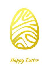 Happy easter greeting card with a gold egg filled with a modern design pattern
