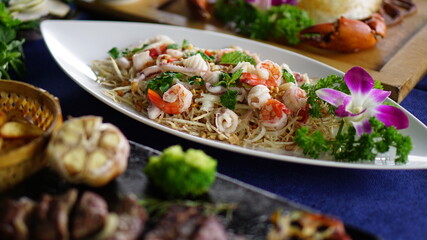 Vietnamese traditional dishes in a restaurant.