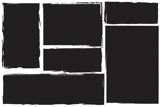 black grunge rectangles. Grunge texture. Vintage pattern. Vector design banner. Stock image. EPS 10.