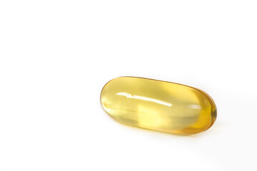 fish oil pill with omega 3  on white background. Isolated