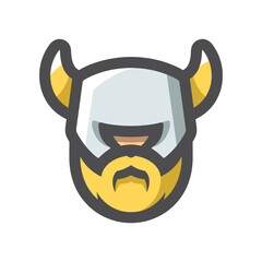 Viking Warrior Helmet Head Vector icon Cartoon illustration.