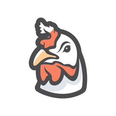 Withe Hen Chicken Head Vector icon Cartoon illustration