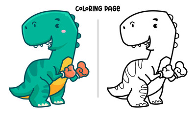 Tyrannosaurus The Boxer Coloring Page and Book