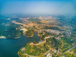 Reservoirs, lakes and mountain islands formed by dams