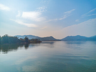 Reservoirs, lakes and mountain islands formed by dams