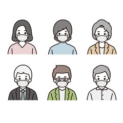 シニア 女性 男性 マスク アイコン イラスト
