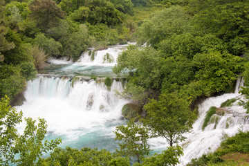 Fototapeta na wymiar Croatia. Krka National Park waterfalls and cascades, UNESCO World Heritage Site.