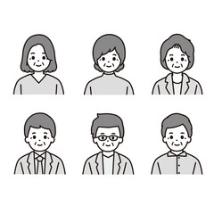 シニア 女性 男性 モノクロ アイコン イラスト