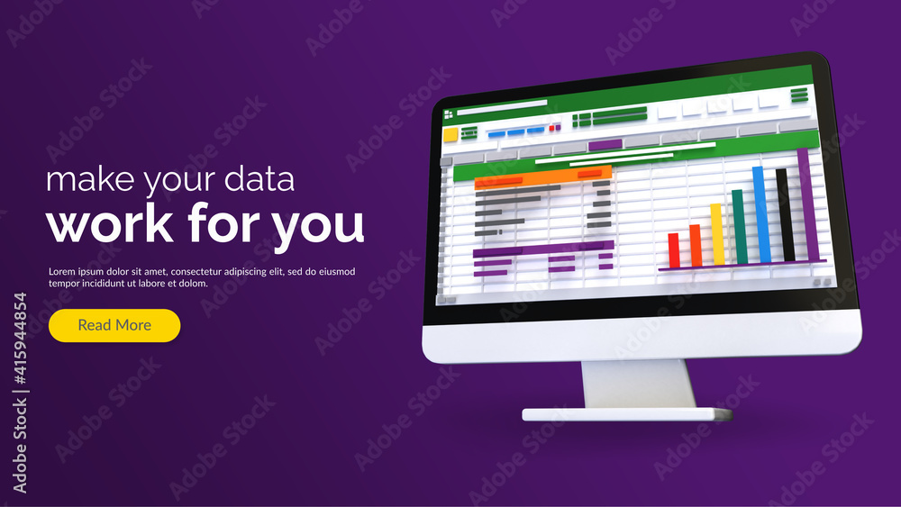 Aufkleber spreadsheet on computer screen 3d render icon. financial accounting report concept. office things fo