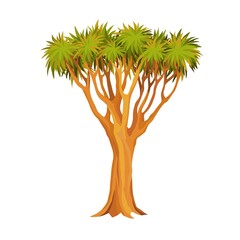 Animation tree Dragon. Vector illustration isolated on a white background.