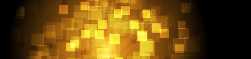 Bright orange shiny glossy squares abstract hi-tech banner design. Futuristic geometric vector background