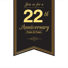 22 Year Anniversary Logo Vector Template Design Illustration