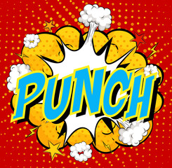 Word Punch on comic cloud explosion background