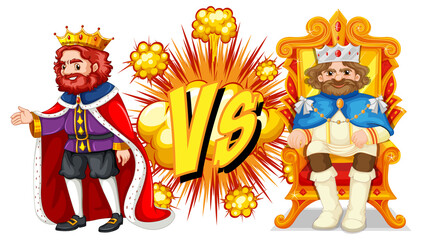 Two kings fighting on a white background