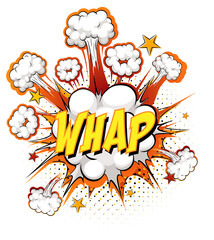 WHAP text on comic cloud explosion isolated on white background