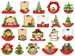 Set of blank Christmas card template isolated on white background