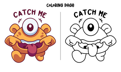 Catch The Monster If You Can Coloring Page and Book