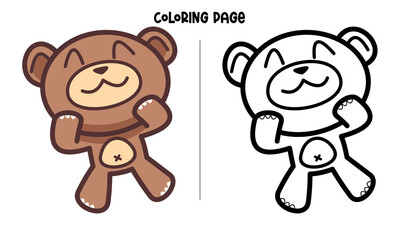 Cute Face Brown Bear Coloring Page and Book