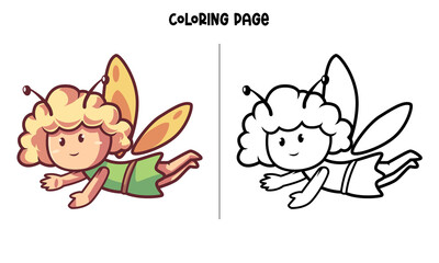 Cute Flying Fairy Coloring Page and Book