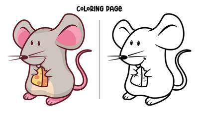 Mouse And Cheese Coloring Page and Book