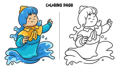 Princess Of The Sea Coloring Page and Book