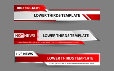Set collection vector of Broadcast News Lower Thirds Template layout design banner for bar Headline news title, sport game in Television, Video and Media Channel - obrazy, fototapety, plakaty