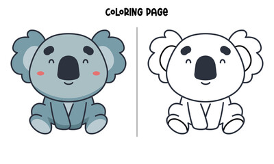 Smiling Koala Coloring Page and Book