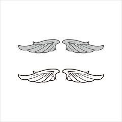 decorative vector wings illustration isolated on white.