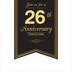 26 Year Anniversary Logo Vector Template Design Illustration