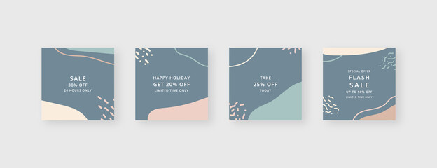 Social media template. Trendy editable social media post template. Mockup isolated. Template design. Vector illustration.
