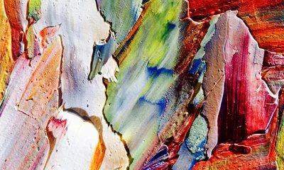Bunter abstrakter Malereihintergrund. Moderne Motive bildende Kunst. Intensive mehrfarbige Mischung aus lebendigen Ölfarben. Trendige handbemalte Leinwand. Malen Sie Pinselstriche auf Leinwand für trendige Postertapeten. © Valeriy