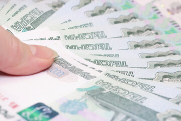 Currency Russian rubles - paper banknotes of Russian rubles. Money background.