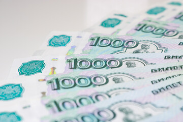 Currency Russian rubles - paper banknotes of Russian rubles. Money background.