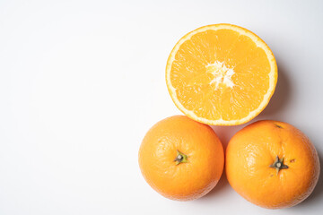 Oranges on the white background 