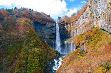 Fototapeta na wymiar Kegon Waterfall at Nikko National Park in Tochigi prefecture, Kanto, Japan.